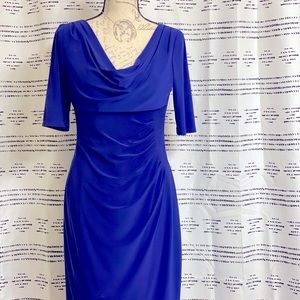 Ralph Lauren Women's 3/4-Sleeve Ruched Jersey Dress- Blue- Size 8